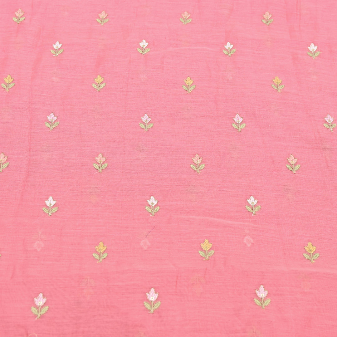 Fuschia Pink Mul Chanderi Sequins Embroidery