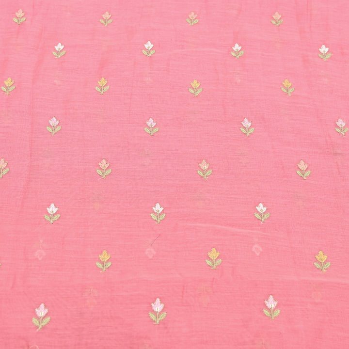 Fuschia Pink Mul Chanderi Sequins Embroidery