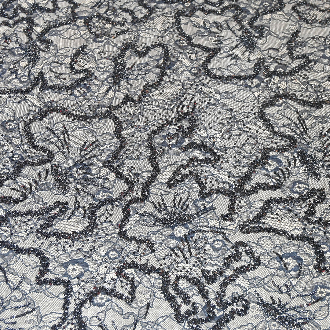 Luxury Imported Heavy Lace Net Fabric with Cut Dana, Beads & Sequins Embroidery | MBL802-5