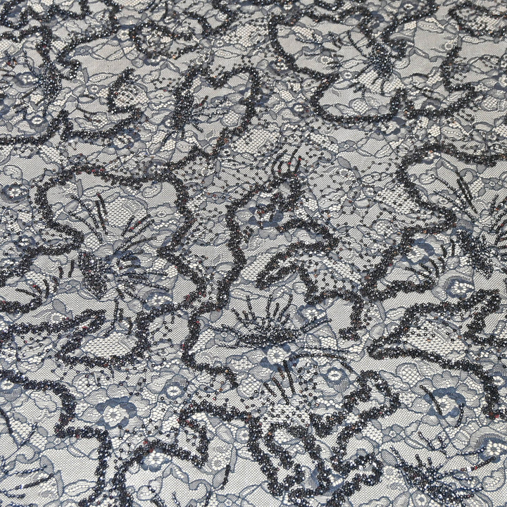 Luxury Imported Heavy Lace Net Fabric with Cut Dana, Beads & Sequins Embroidery | MBL802-5