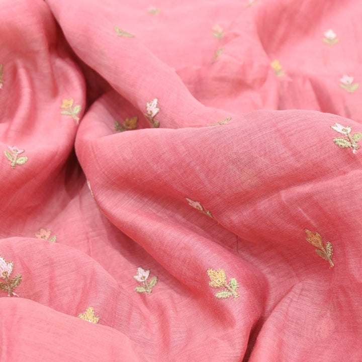Fuschia Pink Mul Chanderi Sequins Embroidery