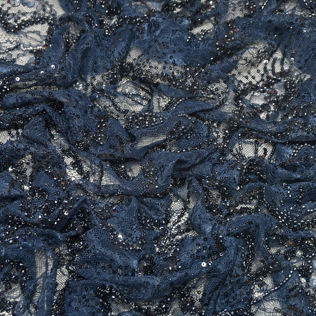 Luxury Imported Heavy Lace Net Fabric with Cut Dana, Beads & Sequins Embroidery | MBL802-5