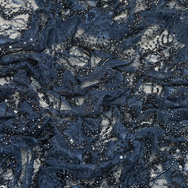 Luxury Imported Heavy Lace Net Fabric with Cut Dana, Beads & Sequins Embroidery | MBL802-5