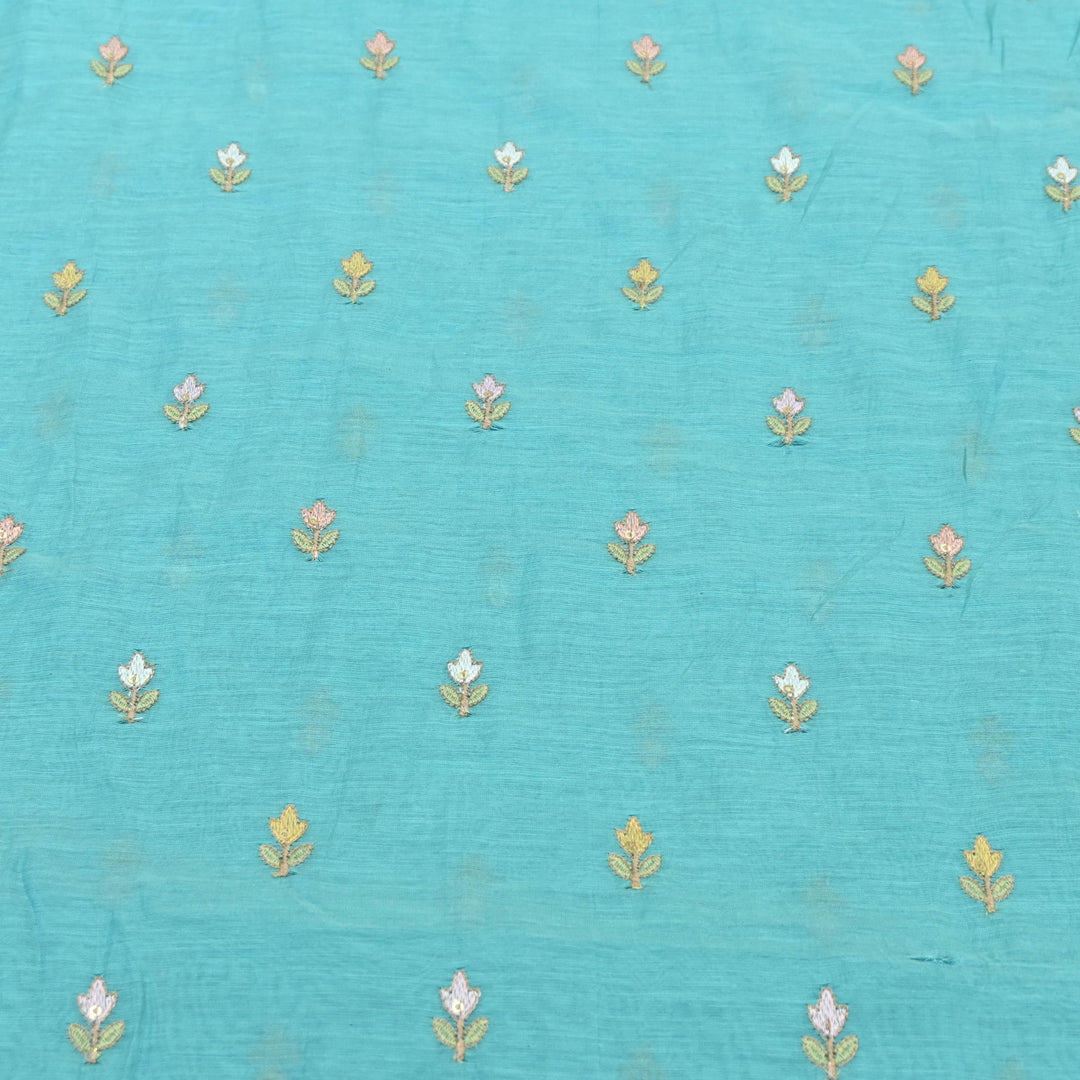 Sky Blue Mul Chanderi Sequins Embroidery