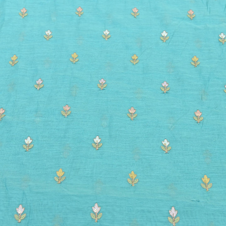 Sky Blue Mul Chanderi Sequins Embroidery