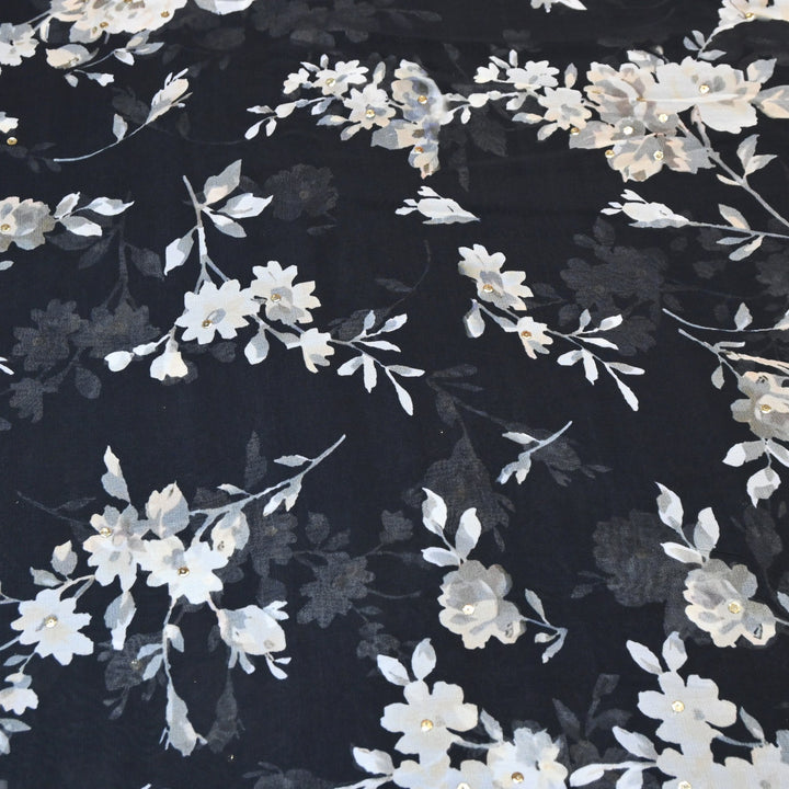 Viscose Georgette Digital Print Sequence Embrodered | Designer Fabric | ANS319-01