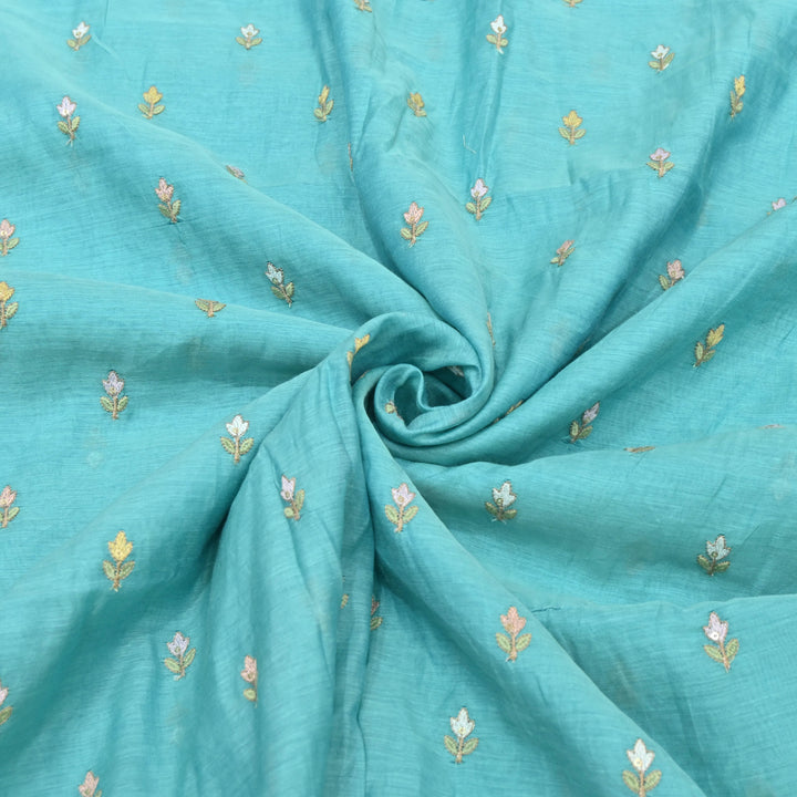 Sky Blue Mul Chanderi Sequins Embroidery