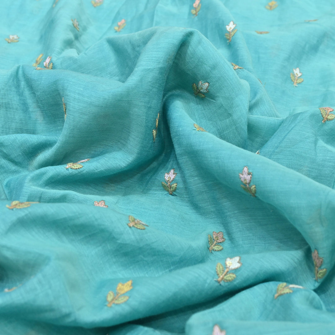 Sky Blue Mul Chanderi Sequins Embroidery