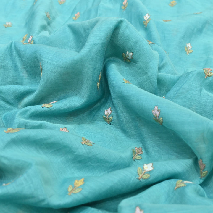 Sky Blue Mul Chanderi Sequins Embroidery