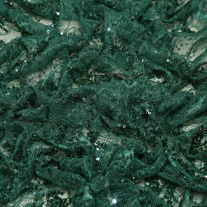 Luxury Imported Heavy Lace Net Fabric with Cut Dana, Beads & Sequins Embroidery | MBL802-6