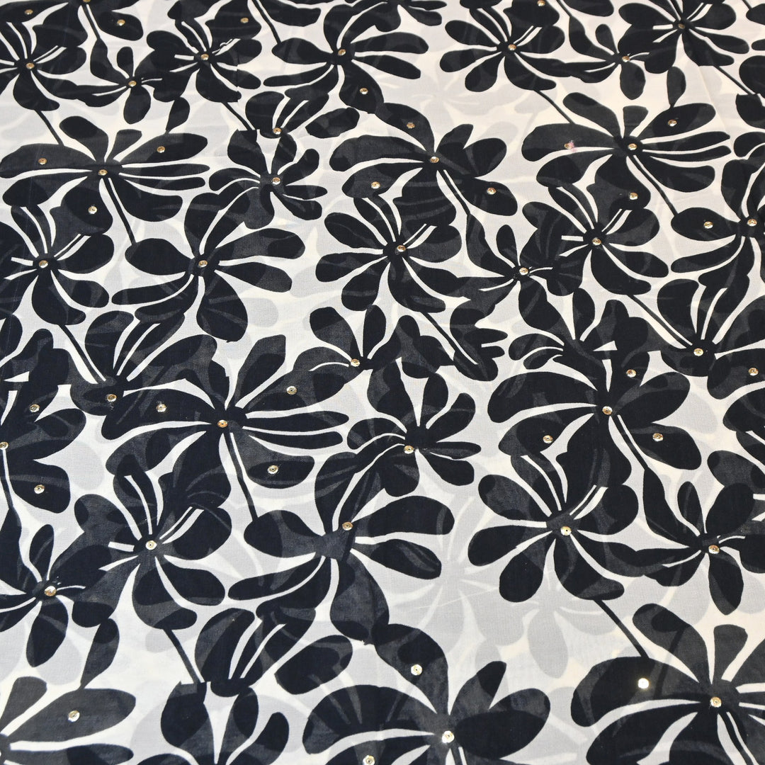 Viscose Georgette Digital Print Sequence Embrodered | Designer Fabric | ANF315