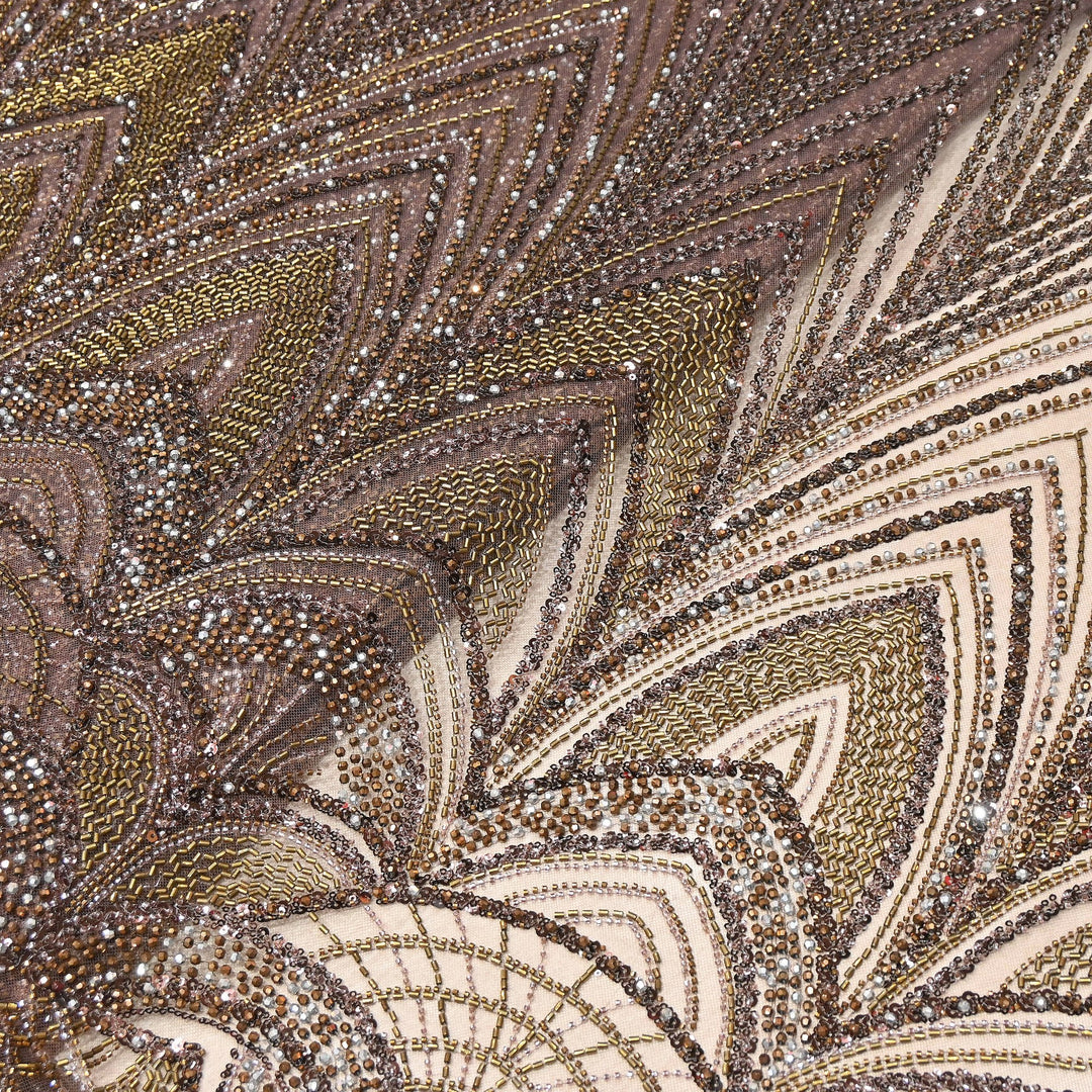 Luxury Imported Heavy Cut Dana, Beads & Sequins Embroidered Net Fabric | 8852155-1