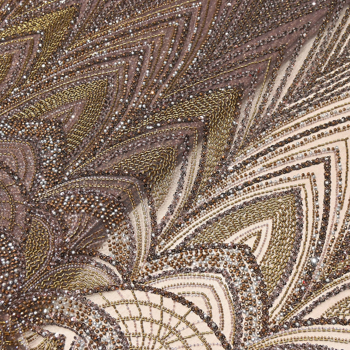 Luxury Imported Heavy Cut Dana, Beads & Sequins Embroidered Net Fabric | 8852155-1