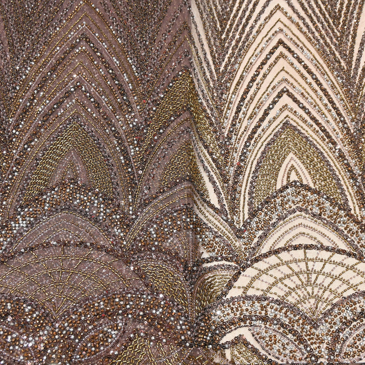 Luxury Imported Heavy Cut Dana, Beads & Sequins Embroidered Net Fabric | 8852155-1