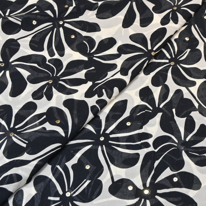 Viscose Georgette Digital Print Sequence Embrodered | Designer Fabric | ANF315