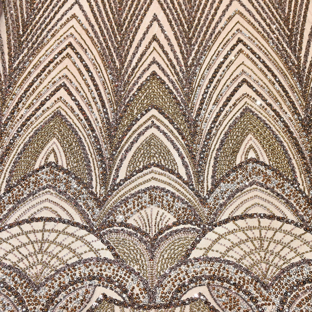 Luxury Imported Heavy Cut Dana, Beads & Sequins Embroidered Net Fabric | 8852155-1