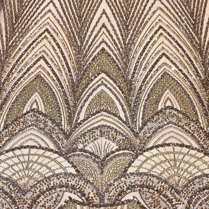 Luxury Imported Heavy Cut Dana, Beads & Sequins Embroidered Net Fabric | 8852155-1