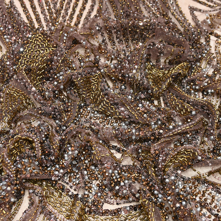 Luxury Imported Heavy Cut Dana, Beads & Sequins Embroidered Net Fabric | 8852155-1