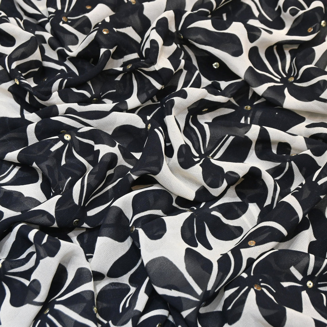 Viscose Georgette Digital Print Sequence Embrodered | Designer Fabric | ANF315