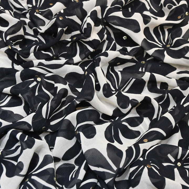 Viscose Georgette Digital Print Sequence Embrodered | Designer Fabric | ANF315
