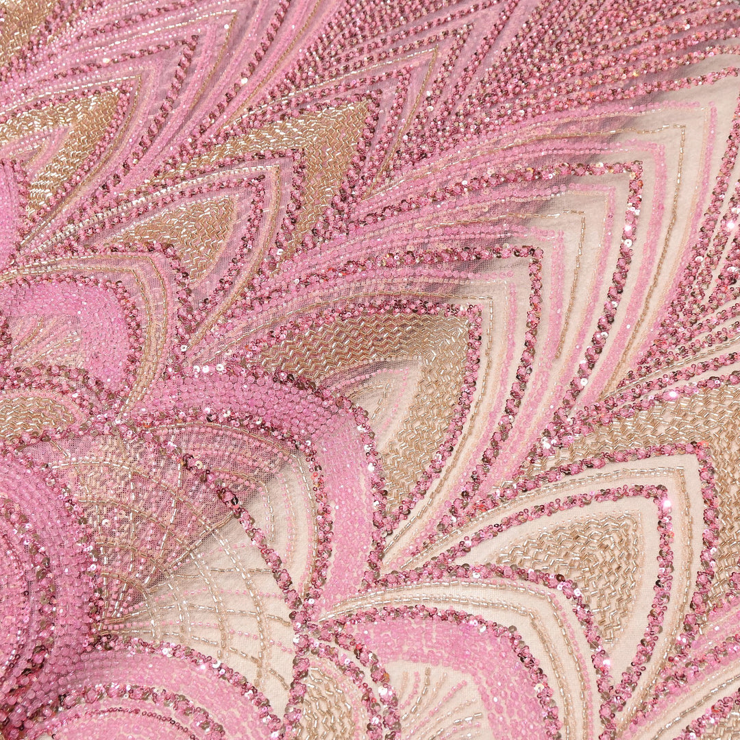Luxury Imported Heavy Cut Dana, Beads & Sequins Embroidered Net Fabric | 8852155-4