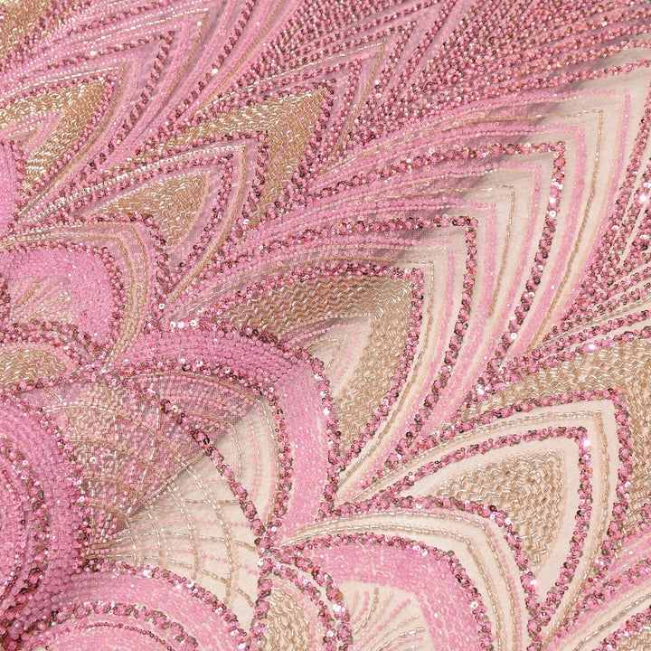 Luxury Imported Heavy Cut Dana, Beads & Sequins Embroidered Net Fabric | 8852155-4