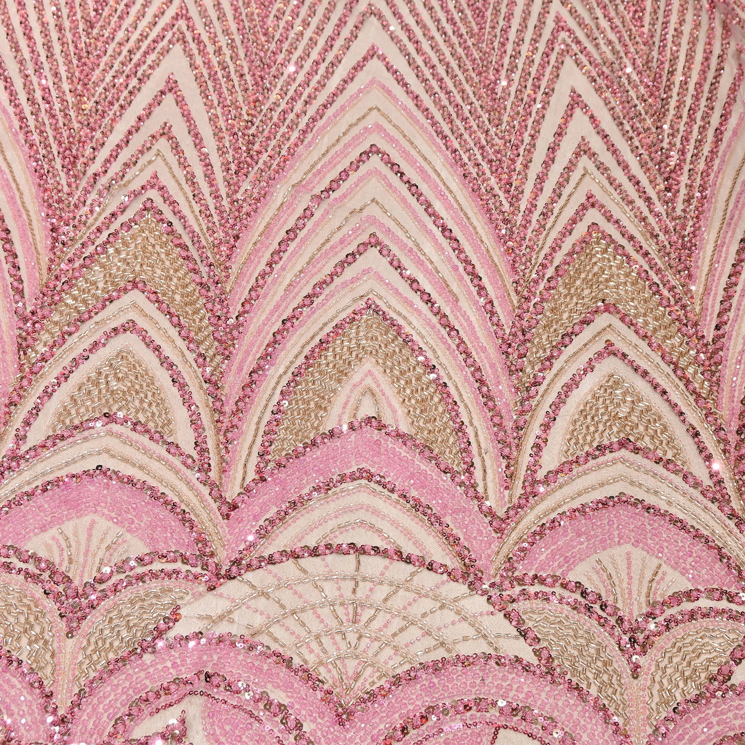 Luxury Imported Heavy Cut Dana, Beads & Sequins Embroidered Net Fabric | 8852155-4