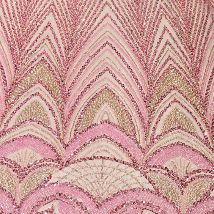 Luxury Imported Heavy Cut Dana, Beads & Sequins Embroidered Net Fabric | 8852155-4