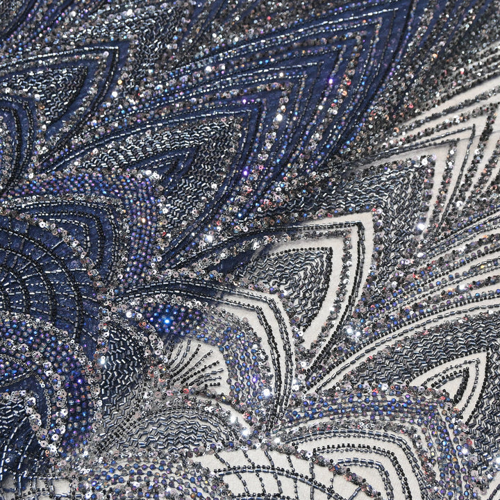 Luxury Imported Heavy Cut Dana, Beads & Sequins Embroidered Net Fabric | 8852155-2