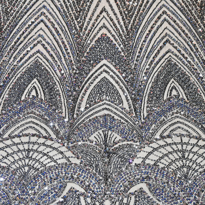 Luxury Imported Heavy Cut Dana, Beads & Sequins Embroidered Net Fabric | 8852155-2