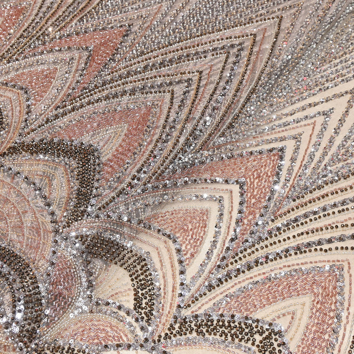 Luxury Imported Heavy Cut Dana, Beads & Sequins Embroidered Net Fabric | 8852155-3
