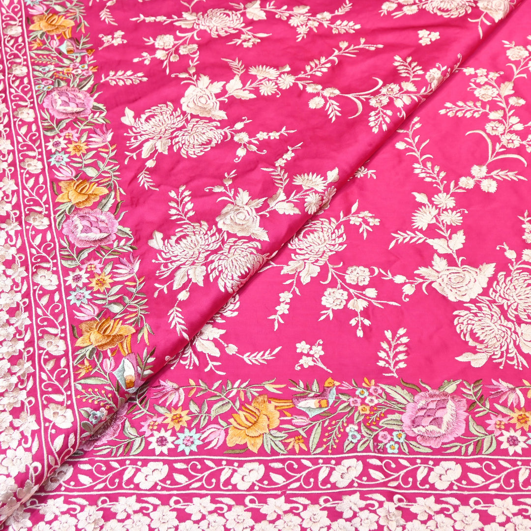 Premium Modal Satin Thread Embroidery Fabric | Floral Designer Fabric - F72881-01