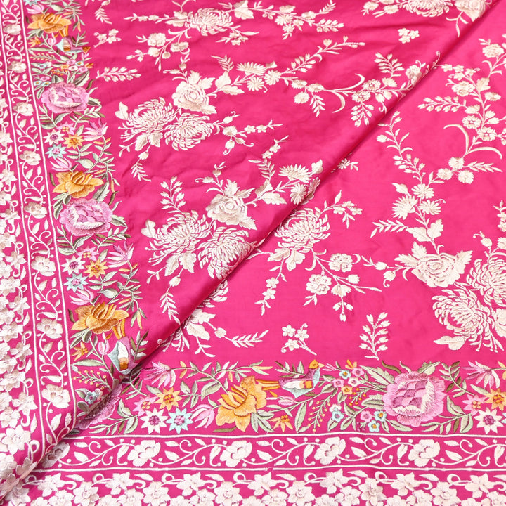 Premium Modal Satin Thread Embroidery Fabric | Floral Designer Fabric - F72881-01