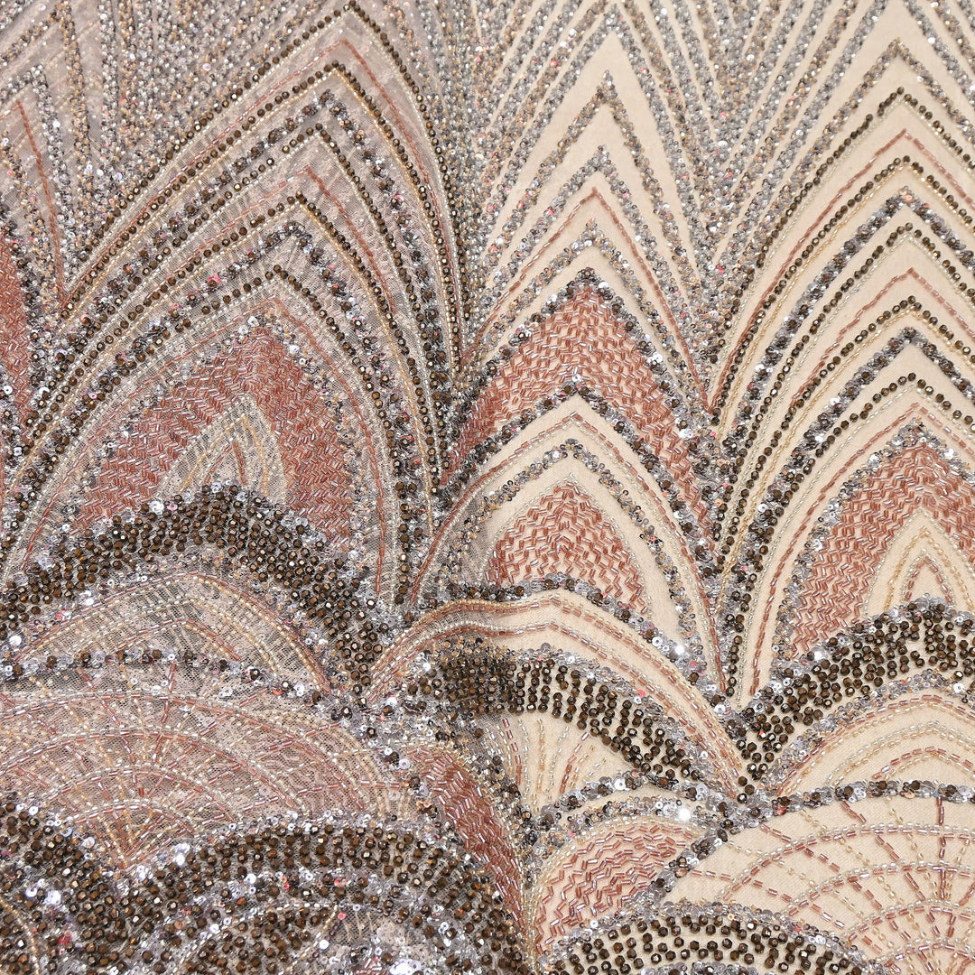 Luxury Imported Heavy Cut Dana, Beads & Sequins Embroidered Net Fabric | 8852155-3