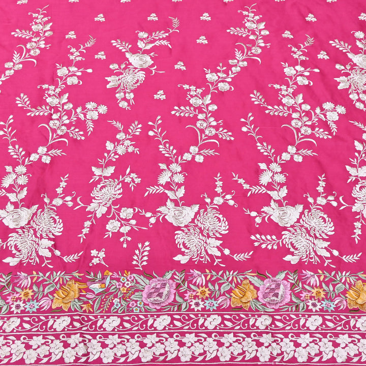Premium Modal Satin Thread Embroidery Fabric | Floral Designer Fabric - F72881-01