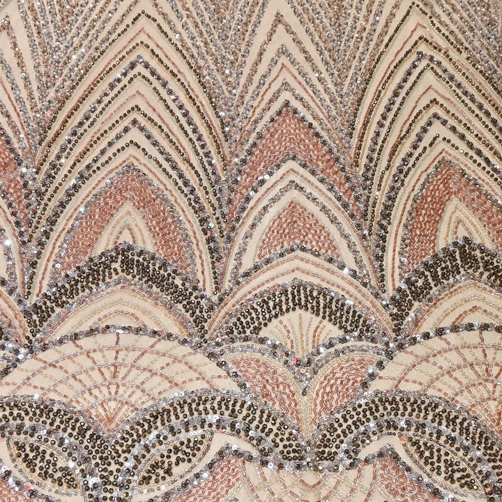 Luxury Imported Heavy Cut Dana, Beads & Sequins Embroidered Net Fabric | 8852155-3