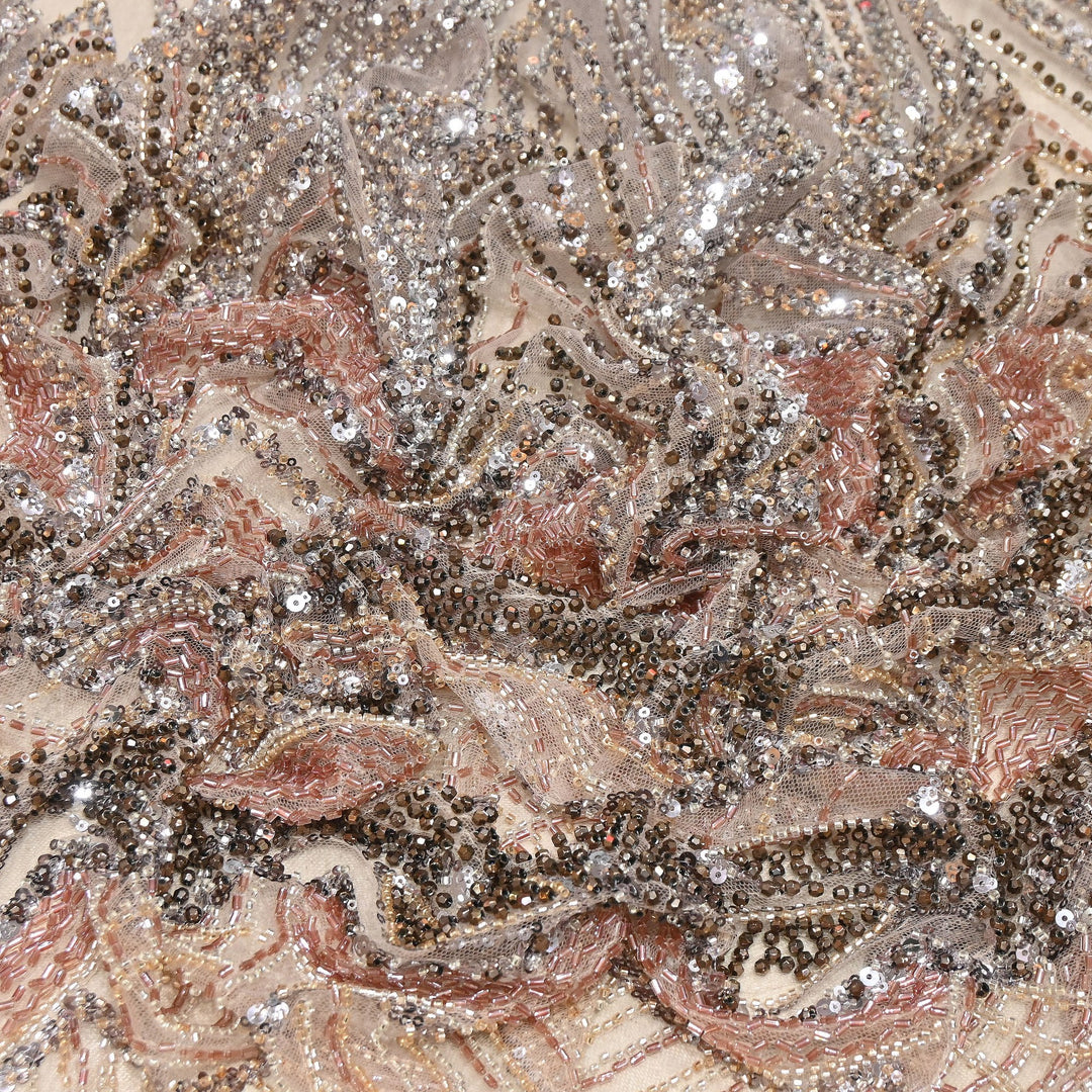 Luxury Imported Heavy Cut Dana, Beads & Sequins Embroidered Net Fabric | 8852155-3