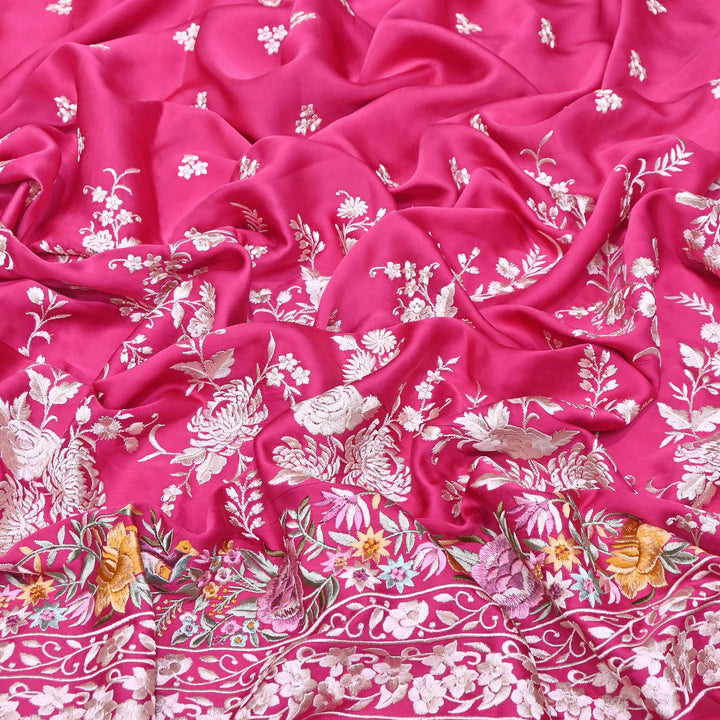 Premium Modal Satin Thread Embroidery Fabric | Floral Designer Fabric - F72881-01