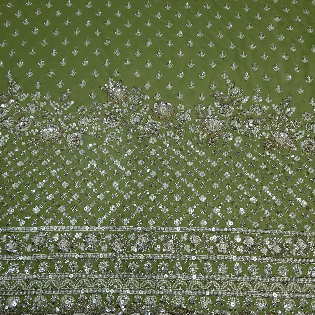 Viscose Georgette Moti Sequins Embroidery Fabric