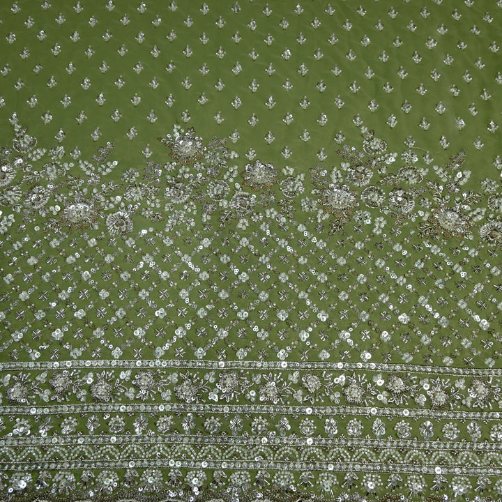 Viscose Georgette Moti Sequins Embroidery Fabric