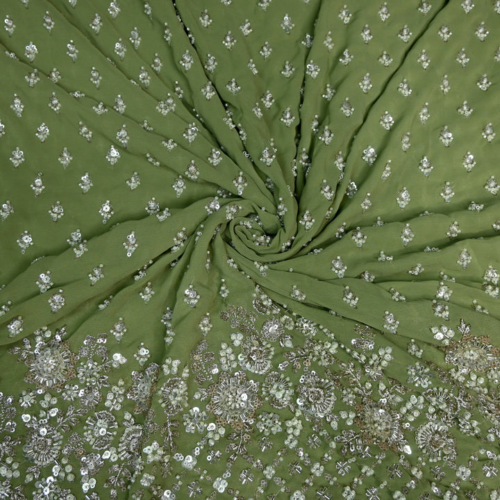 Viscose Georgette Moti Sequins Embroidery Fabric