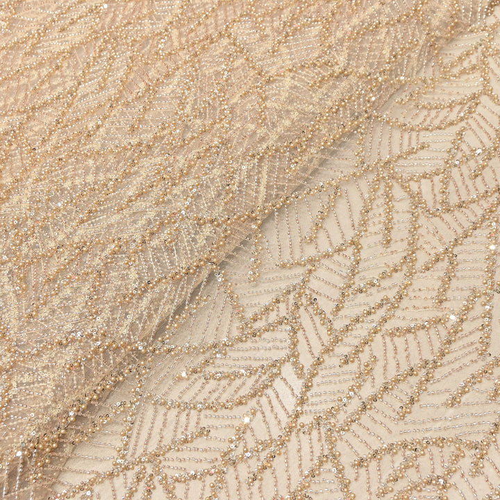 Luxury Imported Net Embroidery Fabric with Pearl, Bead & Sequin Work | MBL667-1