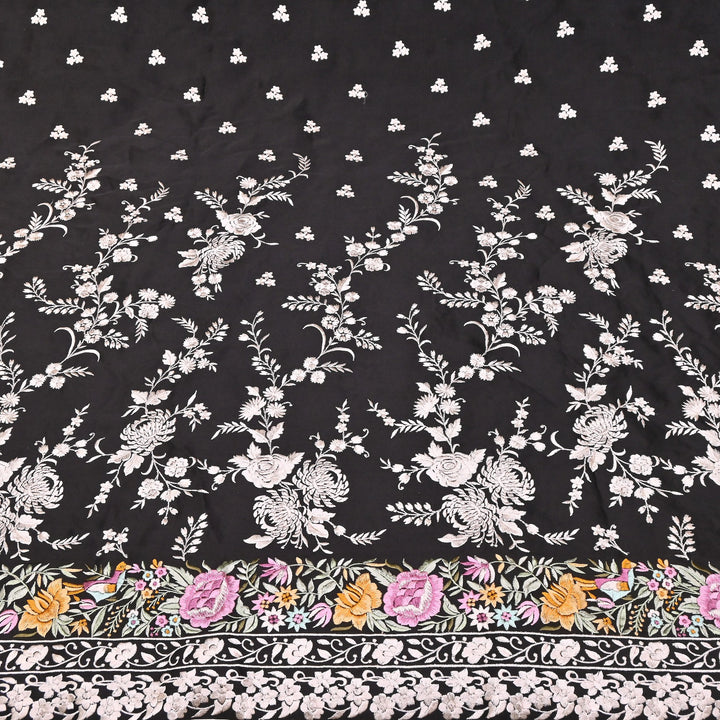 Premium Modal Satin Thread Embroidery Fabric | Floral Designer Fabric - F72881-02