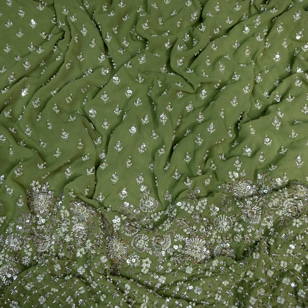 Viscose Georgette Moti Sequins Embroidery Fabric