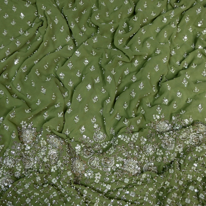 Viscose Georgette Moti Sequins Embroidery Fabric