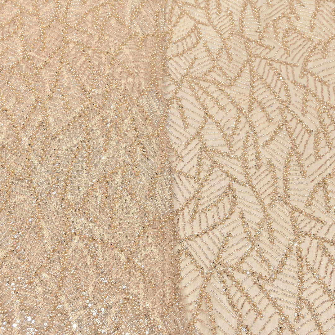 Luxury Imported Net Embroidery Fabric with Pearl, Bead & Sequin Work | MBL667-1