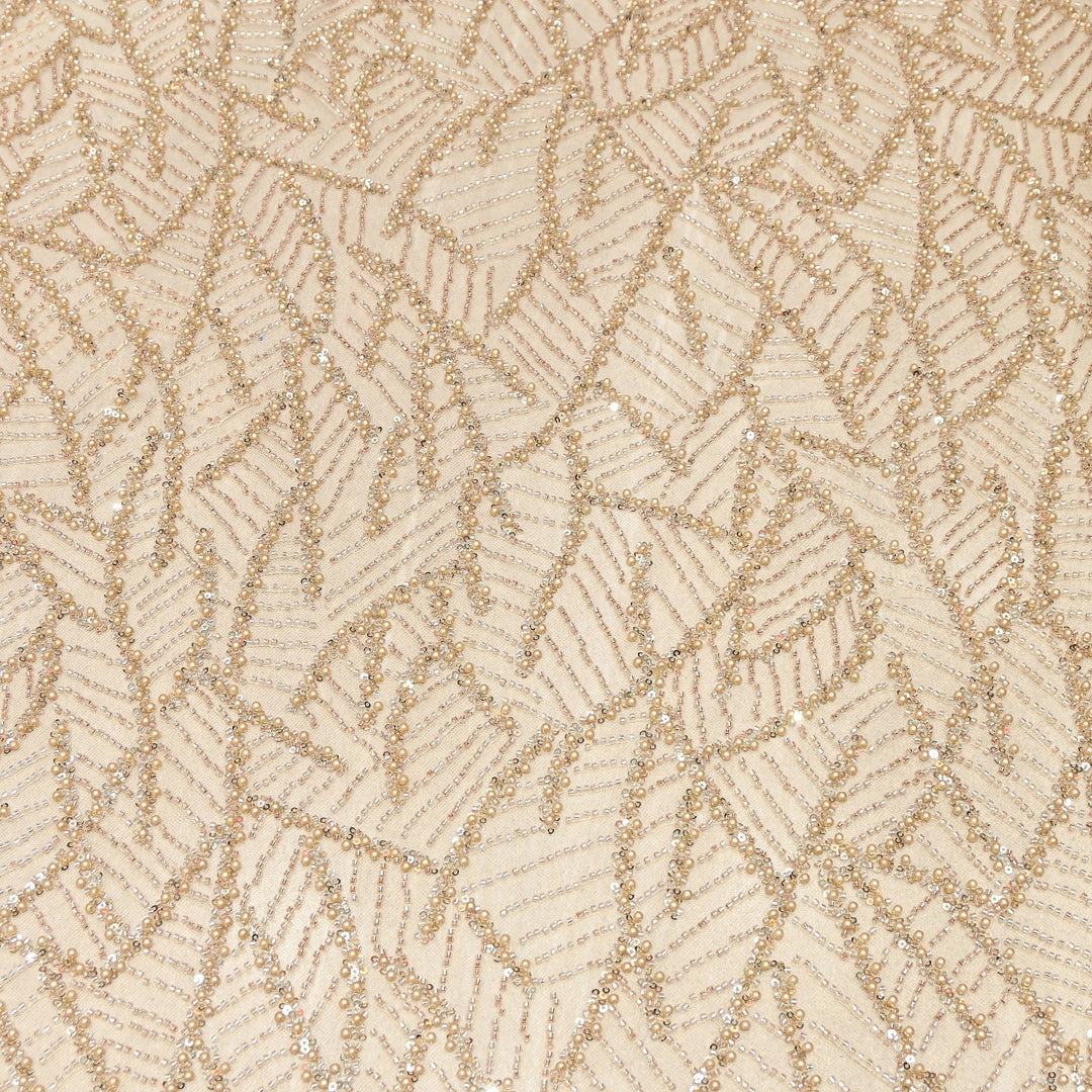 Luxury Imported Net Embroidery Fabric with Pearl, Bead & Sequin Work | MBL667-1
