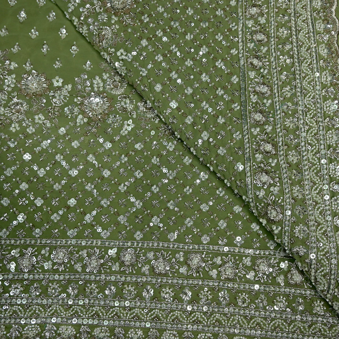 Viscose Georgette Moti Sequins Embroidery Fabric