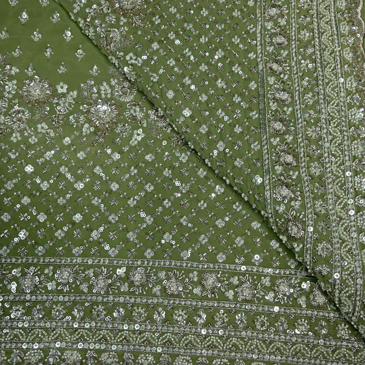Viscose Georgette Moti Sequins Embroidery Fabric