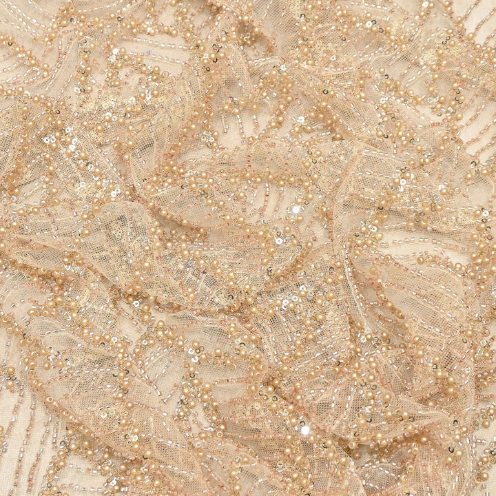 Luxury Imported Net Embroidery Fabric with Pearl, Bead & Sequin Work | MBL667-1